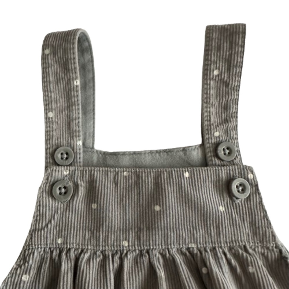 *SOLD*. Carter's Baby Girl 24M Gray & White Polkadots Sleeveless Cotton Dress - Picture 4 of 11